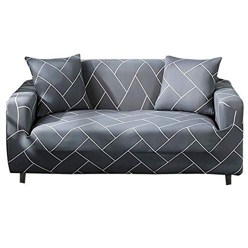 Hotniu Stretch Sofa Cover Printed Couch Covers Loveseat Slipcovers For 2 Cushion Couches Sofas Elastic Universal Furniture Protector With 1 Pillowcase (Medium, Stripes) #TOP14