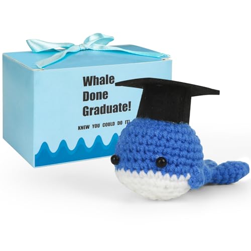 Graduation Crochet Whale Keepsake with Box, Whale Done Gift for Graduates