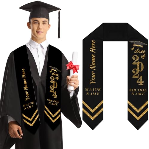 Enjoyyjl Custom Superior Congratulation Sash, Gift for Classmate, Friend, Her, His, Ceremony, Party, Anniversary, Personalized Graduation Serape Stole with Name, Major, University, Class of 2025