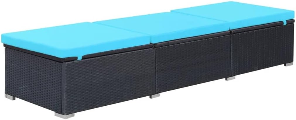 vidaXL Outdoor Sun Lounger Woven Resin Black/Blue