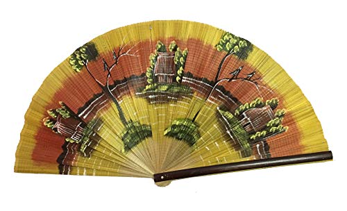 Image of Northeast Handicraft Traditional Handmade Sikkim Wall Hanging Fenery Fan (Yellow)