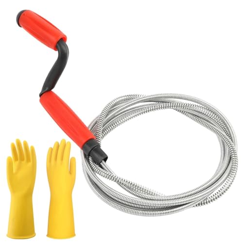 Pipe Cleaning Spiral, 3 m x 6 mm Spiral Drain Pipe Cleaning, Drain Cleaner Spiral, Universal Spiral Drain Spiral for Stubborn Blockages Sink Bathtub Toilet Shower