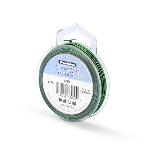 Image of Artistic Wire, 18 Gauge Tarnish Resistant Colored Copper Craft Wire, Green, 10 yd