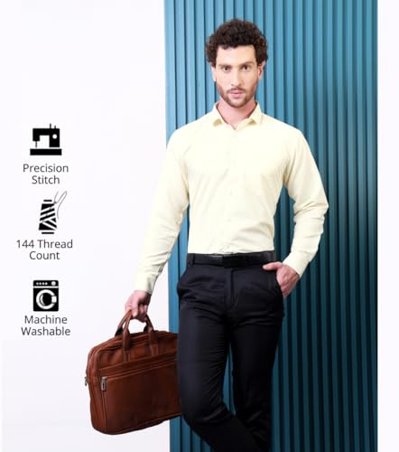 Image of CONTRARY Men's Pure Cotton Solid Stylish Casual & Formal Wear Shirt | Stylish Regular Fit Full Sleeve Comfortable Office Party Trendy Shirt - Multi Color