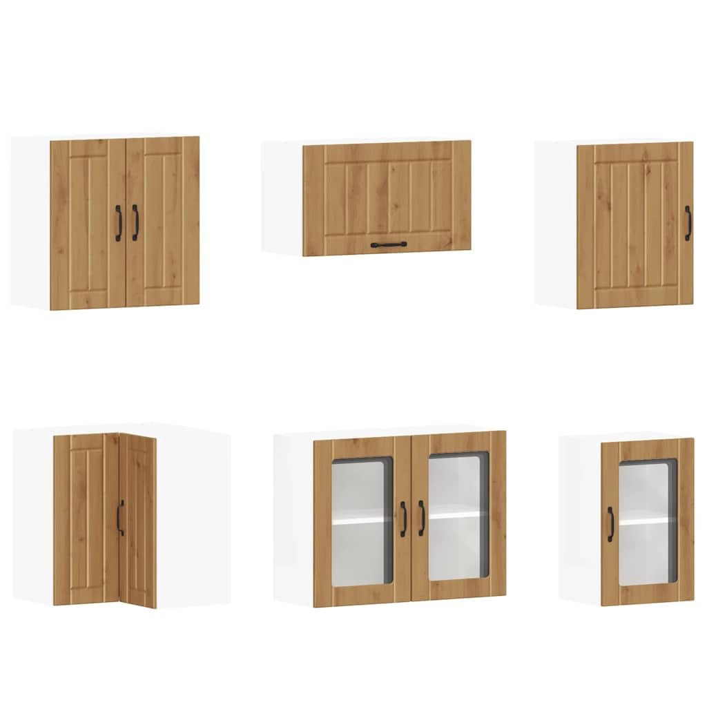 Lucca Artisan - Set di 11 armadietti da cucina in legno di quercia Artisan, credenza con ampio spazio per cucina e sala da pranzo