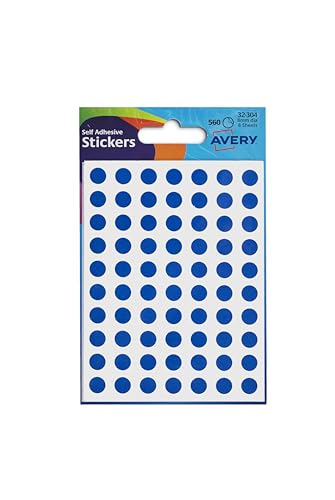 Image of Avery hand writable, easy to use, Dot Stickers, personal sable, 8mm, blue, 70 stickers per sheet, 560 stickers per pack (32-304)