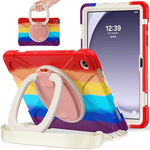 360�x��] Galaxy Tab A9+ 11�C���` �P�[�X �c�u�� �ϏՌ� ��� ������t�� �V�����_�[�x���g �X�g���b�v�t�� Android �^�u���b�g �M�����N�V�[ Tab A9 Plus �J�o�[ �q�� �L�b�Y �A�E�g�h�A,���F��