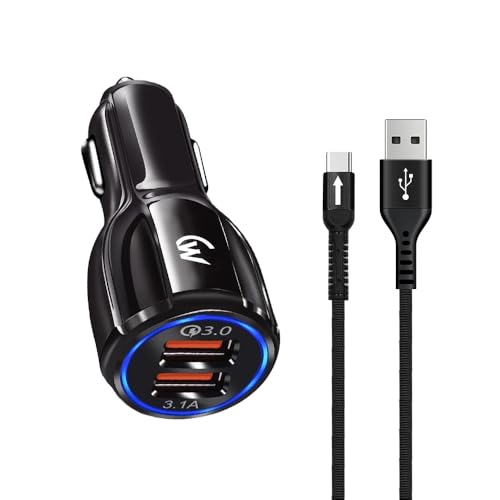 Wireless Gold 33W Dual Port Car Charger, QC 3.0 Fast Charging, USB-A 18W + 15W, DC 12V-24V Input, Advanced Safety Protection (Black)