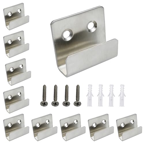 Runseaway 12 Pcs Stainless Steel Tile Display Hanger, Heavy Duty Wall Mounted Bracket Hooks for Ceramic Tiles, Mirrors, Picture Frames, Silver, 0.39" Inner Width
