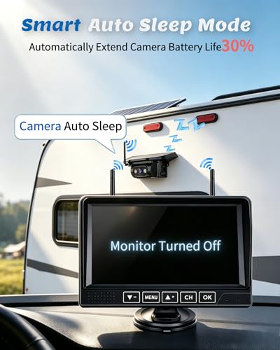 Image of HD 1080P Dual Wireless Backup Camera: 1-Second Magnetic Easy Install RV Backup Camera with 7-inch Split-Screen DVR Monitor - 15200mAh Solar Battery, Up to 3-Day Trip for RV Camping & Travel Trailers