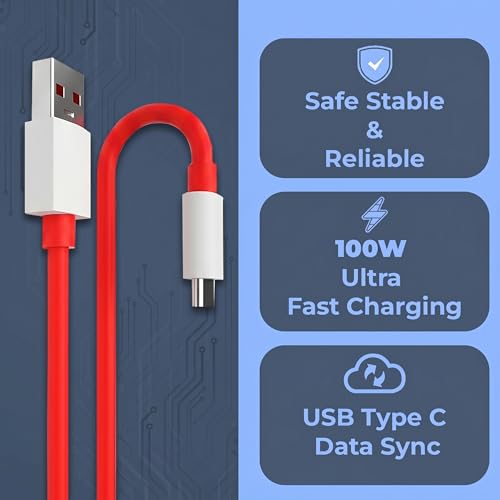 Image of UNIGEN 100W SUPERVOOC USB A to Type C Fast Charging Cable, 10A Output, Data Cable with 480Mbps Compatible with OnePlus, Oppo, Realme & Type-C Devices