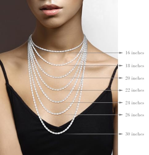 Miabella Italian 925 Sterling Silver Flat Valentino Mirror Link Chain Necklace for Women/Made in Italy4