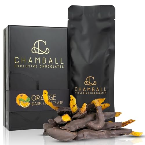Caja Chamball Orange. Chocolate artesanal, esta combinación de chocolate negro con naranja confitada, es un verdadero placer para el paladar de los más exigentes.