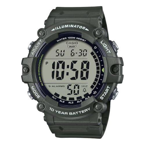 Image of Casio Illuminator AE1500WH Series | 10-Year Battery | LED Backlight | 5-Alarms | 1 /100 Sec Stopwatch | Men's Digital Watch