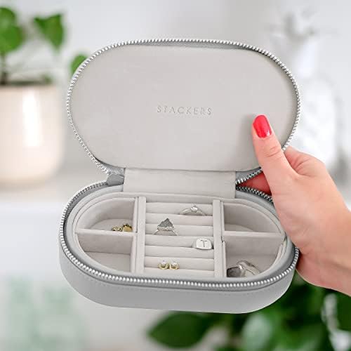Stackers Pebble Grey Oval Travel Jewellery Box