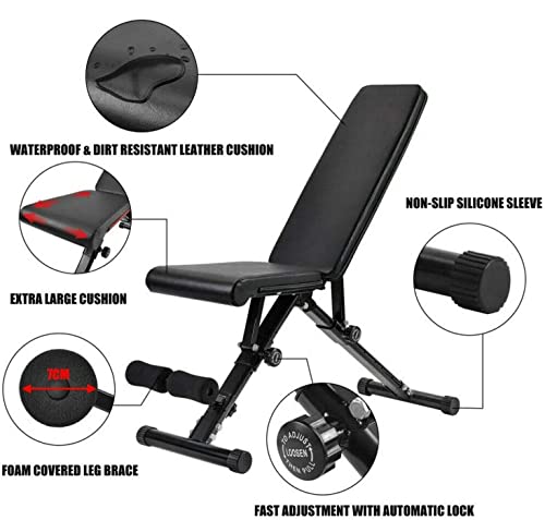 Max Strength Foldable Exercise Weight Bench - Utility Weight Benches for Full Body Workout, Foldable Incline/Decline soft Bench Press for Home Gym Fitness Body Workout (Black) - Image 2