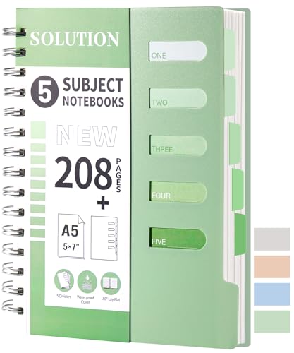 Cahier à spirale pour bureau et cours universitaires avec intercalaires pratiques de 208 pages