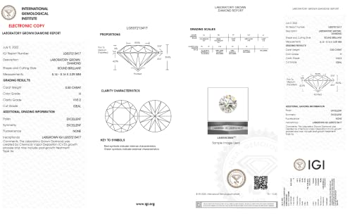 Igi Certified 1/2 Carat Loose Stone Round Brilliant Cut Lab Grown Diamond With G-H Color And Vvs1-Vvs2 Clarity Single Loose Diamond 0.50 Cttw Lab Created Diamond By Carbon Atelier #TOP1
