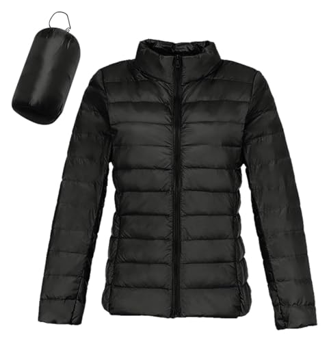 SIYAN Chaqueta De Invierno, Chaqueta De Entretiempo For Mujer, Chaqueta Acolchada Ligera, Chaqueta Cálida De Invierno, Cremallera De Otoño, Chaqueta Acolchada, Abrigo Acolchado(Noir,L)