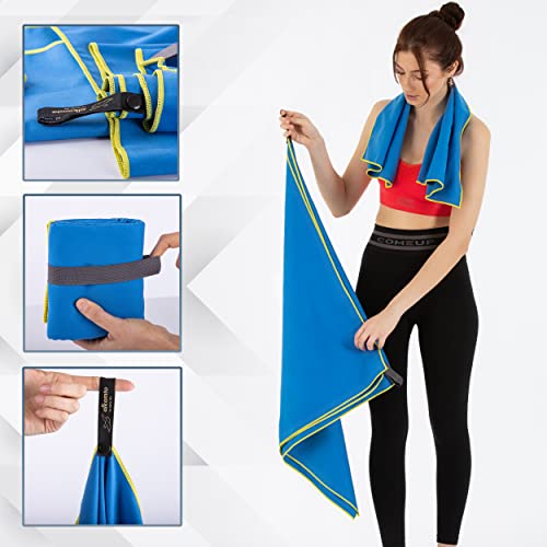 Alkamto Travel Towel Set Of 2 Size In 1 Pack (Xl + S) - Microfiber Beach Towel - Camping & Gym & Beach & Yoga Towel. Fast Drying - Super Absorbent - Suitable For Camping, Gym, Beach, Swimming #TOP3