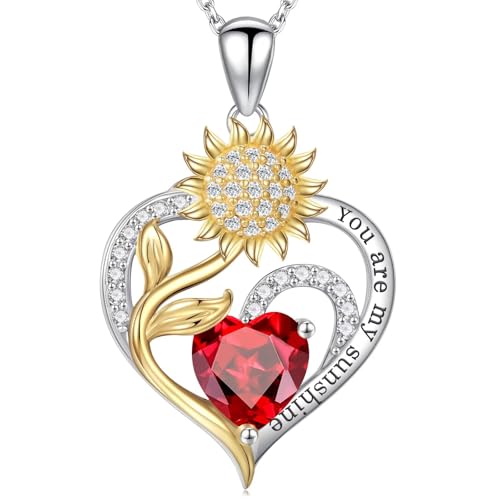 Iefil Sunflower Necklace for Women - January Birthstone Necklace