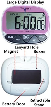 LCD Digital Kitchen Timer Cooking Large Count Down Up Lanyard Hole Clock (Purple)