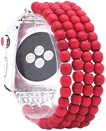 KAI Top Compatible for Apple Watch Band 38mm 40mm 42mm 44mm,Created-Turquoise Beaded Elastic Stretch Replacement Bands Compatible with 2019 Apple Watch Series 5,iWatch 4/3/2/1,Sport,Nike+,Edition