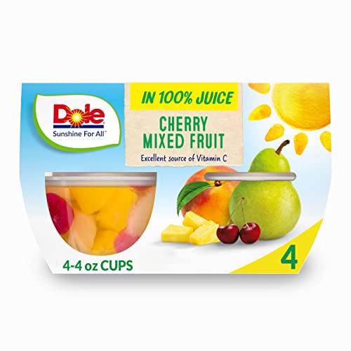 Dole Fruit Bowls Cherry Mixed Fruit In 100% Juice, Gluten Free Healthy Snack, 4 Oz, 4 Cups #TOP8
