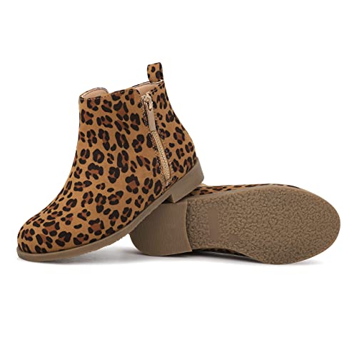Harvest Land Girl Boots Kids Ankle Boots Warm Side Zipper Boots Low Heel Short Booties Winter Snow Boots Anti-Slip Outdoor Shoes For Little Kids/Big Kids Leopard Us5 thumb #4