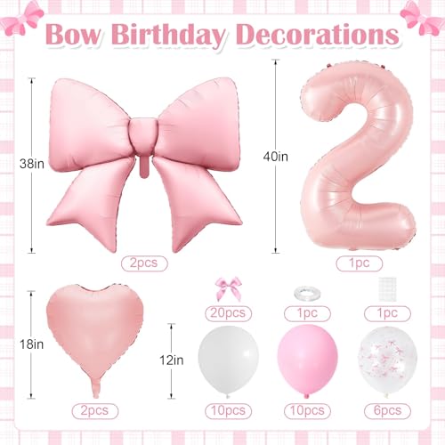 Image of 2nd Birthday Decorations for Girl,Pink 2 Balloons for Party Decorations