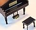 ANGEL MELODY Wooden Grand Piano Music Box Mechanism with Bench and Metal Pedal, Ring Storage Box Wind up You are My Sunshine Musical Boxes Birthday Gifts for Her, Kids, Daughter, Boys, Girls, (Black)