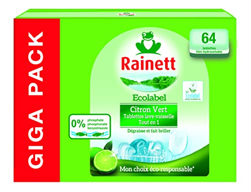 RAINETT Tablettes Ecologique Lave-Vaisselle Hydro Ecolabel 64 Unités Cover