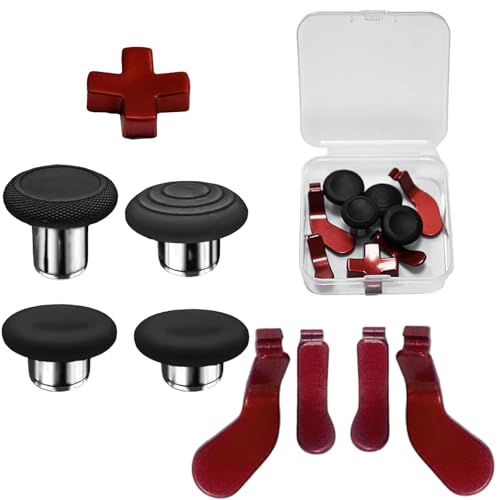 Image of 9 in1 Metal Thumbsticks for Xbox One Elite Series 2 Core Controller, Replacement Paddles for Xbox Elite Series 2 Core with 4 Swap Joystick, 4 Paddles,1 D-Pads(Red)