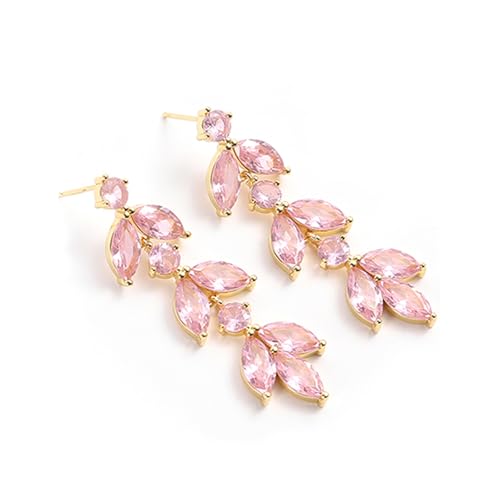 GAOKOXI Pink Cubic Zirconia Wedding Earrings for Bridal Elegant Rhinestone ...