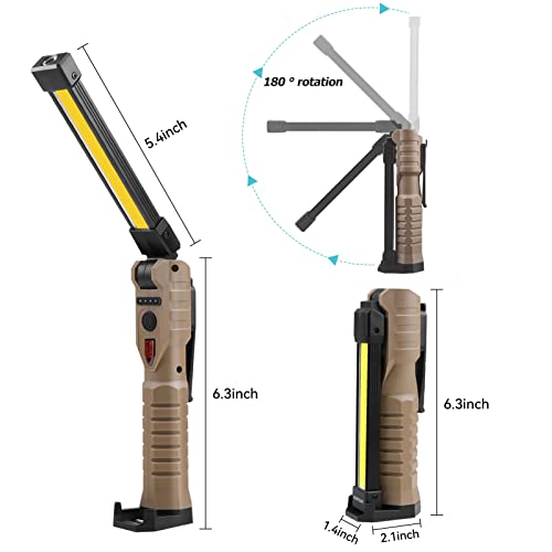 Kepeak Rechargeable Flashlights, Led Work Lights With Magnetic Base And Hanging Hook, 180°Rotate, 5 Modes, Gifts For Car Repair, Grill, Camping, Emergency, Outdoor #TOP5