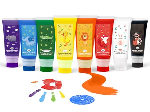 Washable Finger Paint with Sponge Head, 8 Colors