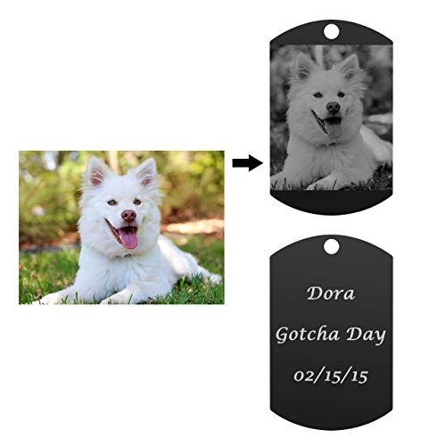 Piercingj Personalized Custom Photo Picture Text Engraved Stainless Steel Dog Tags Keychain Message Customized Pendant Valentine's Mother's Father's Day Birthday Gift #TOP2