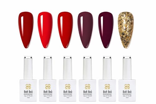 Image of Bolt Bee Gel Polish Kit - 6 Colors Sakura White Nude Gel Nail Polish Set | Spring Pastel Soak Off UV LED Gel Polish for Nail Art | Long Lasting Salon Finish Manicure Kit for Home Use (20ml Each)