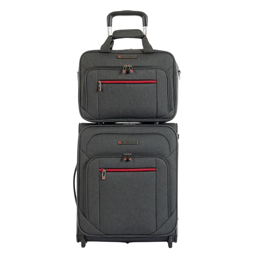 Air Canada Belmont: 2-Piece Softside Carry-On Luggage Set: 18 Inch Carry On Suitcase with Wheels & Matching Personal Item Travel Bag