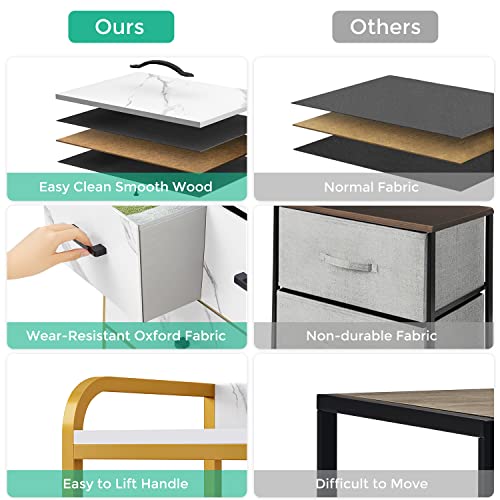 Linsy Home Dresser For Bedroom, White Chest Of Drawers With Double Shelf And 7 Drawers, Storage Organizer For Closet, Living Room, Entryway, Sturdy Steel Frame, Wood Top #TOP6