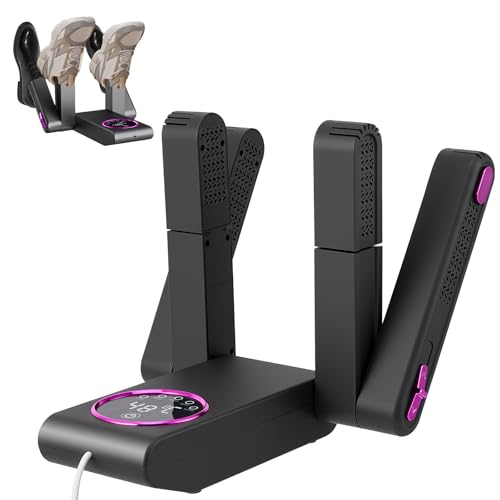 Chauffe-chaussures électrique, chauffe-pieds avec 4 niveaux de séchage et fonction antibactérienne, sèche-chaussures avec minuterie et design pliable, souffleur thermique à séchage rapide pour
