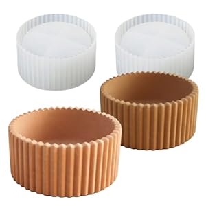Wehous 2PCS Round Candle Holder Molds, Striped Storage Box Jar Plant Pot Silicone Molds for Epoxy Resin Concrete Cement Plaster, Container Trinket Tray Jewelry Holder Craft Mould DIY Home Ornament