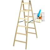 🛠️ ZU WEITEREN VORTEILEN UNSERER MALERLEITER GEHÖRT AUCH EIN STAHLHAKEN, AN DEM SIE DEN FARBEIMER ODER WERKZEUG BEQUEM AUFHÄNGEN KÖNNEN, WAS DIE ARBEIT WESENTLICH ERLEICHTERT. Da unsere Stehleiter aus Holz ist, kann man sie ohne Bedenken bei Arbeiten nutzen, die mit Elektrizität verbunden sind. Die Holzleiter wird nicht nur von Malern, sondern auch von Elektrikern und Bauarbeitern benutzt.
