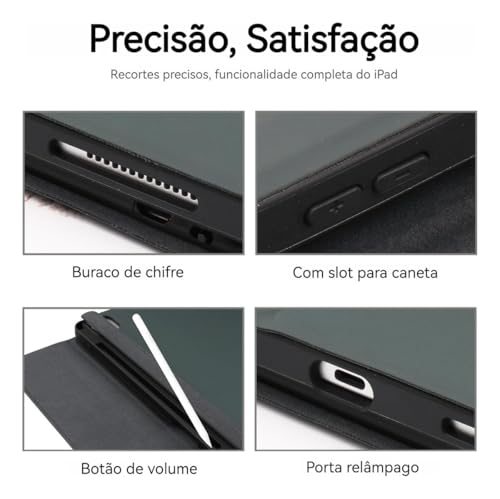 Teclado com tampa redonda destacável sem fio de 10,2 polegadas para iPad 9/8/7 geração com capa prot