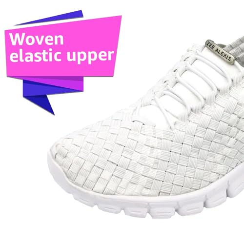 Image of Zee Alexis Women's Danielle Breathable Lightweight Flexible Casual Comfortable Slip-On No-Tie Elastic Laces Woven Sneakers