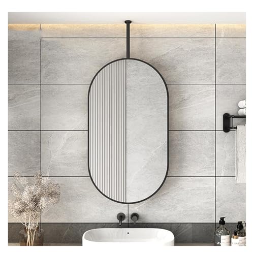 XTGDIEM Espejo Colgante Ovalado, Espejo Flotante Grande Decorativo For Baño, Espejo De Maquillaje For Afeitado, Adecuado For El Hogar O El Hotel(Black,40cmx70cm)