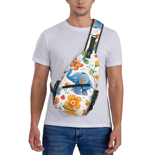 Mochila cruzada unisex estilo Cartoon Elephant Flower miniatura 7