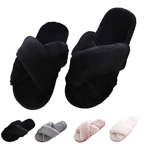 Cozy house slippers for women for indoor and outdoor fuzzy slip o…