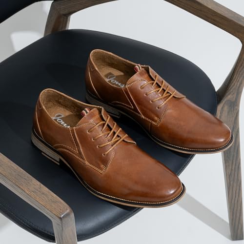 Image of Jousen Men's Dress Shoes Leather Classic Formal Mens Oxfords Retro Derby Oxford
