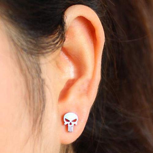 UltraSunday Unisex Stainless Steel Punk Piercing Stud Earring The Punisher Skull Ear Jewelry